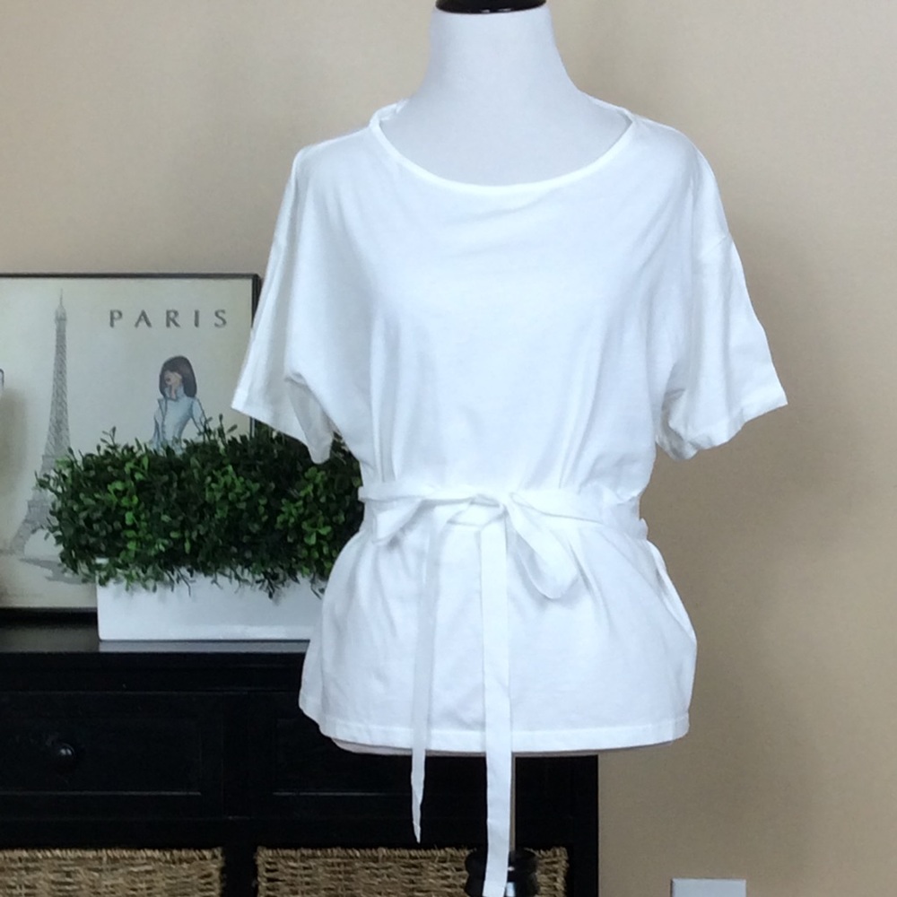 Zara white tee with low front and high back
